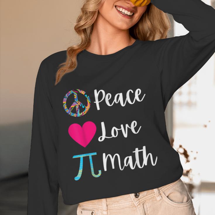 Peace Love Math Maths Teacher Pi Symbol Men Women Women Long Sleeve T-Shirt, novelty gifts, funny gifts