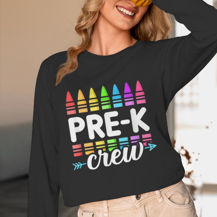 Pre-K Crew Teacher Team Squad Hello Back School Graduation Women Long Sleeve T-Shirt, novelty gifts, funny gifts Pre-K Crew Teacher Team Squad Hello Back School Graduation Women Long Sleeve T-Shirt, novelty gifts, funny gifts