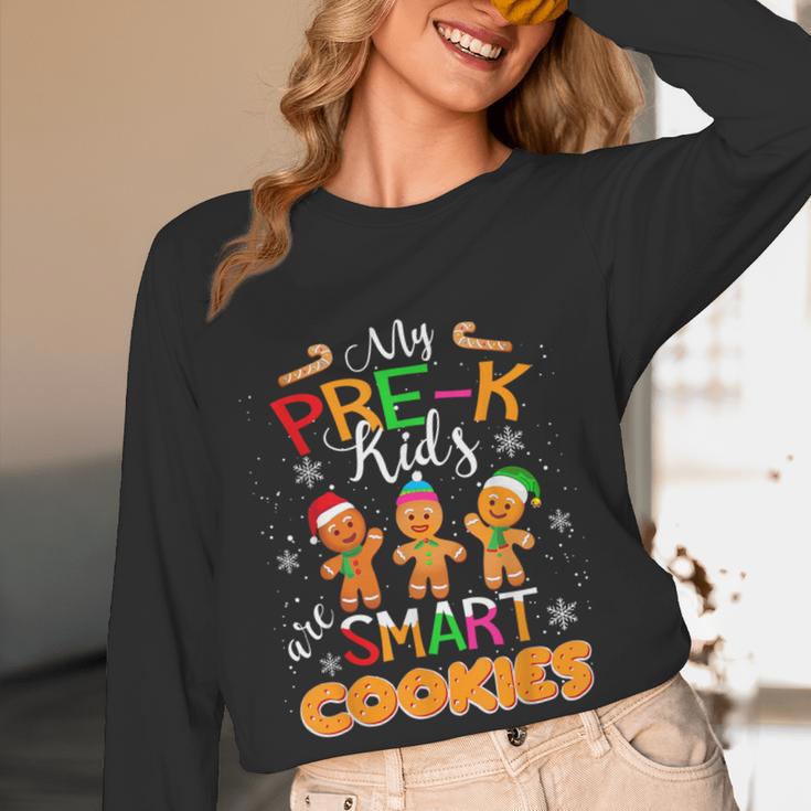 My Pre-K Kids Are Smart Cookies Christmas Teacher Women Long Sleeve T-Shirt, novelty gifts, funny gifts
