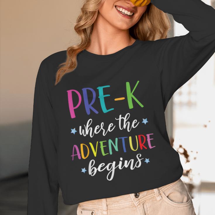 Pre-K Teacher Adventure Begins First Day Preschool Teachers Women Long Sleeve T-Shirt, novelty gifts, funny gifts Pre-K Teacher Adventure Begins First Day Preschool Teachers Women Long Sleeve T-Shirt, novelty gifts, funny gifts