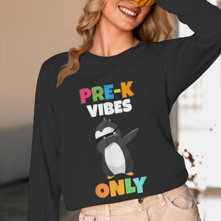 Pre-K Vibes Only Penguin Teachers Kids Back To School Women Long Sleeve T-Shirt, novelty gifts, funny gifts