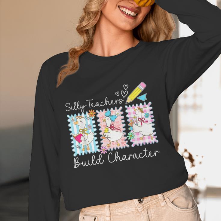 Preppy Silly Teacher Goose Build Character Back To School Women Long Sleeve T-Shirt, novelty gifts, funny gifts Preppy Silly Teacher Goose Build Character Back To School Women Long Sleeve T-Shirt, novelty gifts, funny gifts