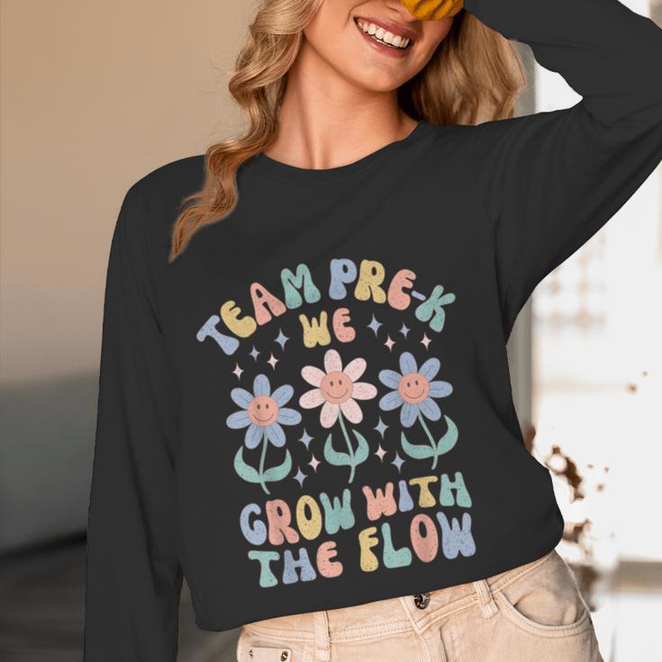 Preschool Teacher Appreciation Team Pre-K Grow With The Flow Women Long Sleeve T-Shirt, novelty gifts, funny gifts Preschool Teacher Appreciation Team Pre-K Grow With The Flow Women Long Sleeve T-Shirt, novelty gifts, funny gifts