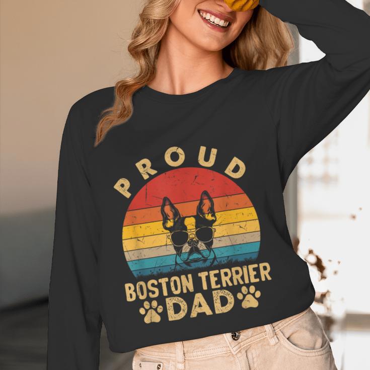 Proud Boston Terrier Dad Dog Owner Fathers Day Men Women Kids Women Long Sleeve T-Shirt, novelty gifts, funny gifts