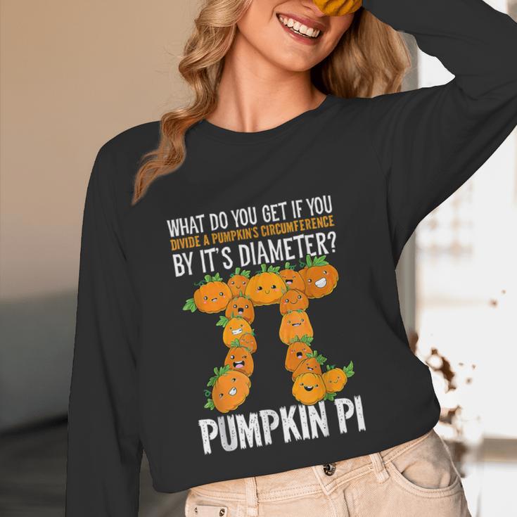 Pumpkin Pi Math Teacher Halloween Geometry Women Long Sleeve T-Shirt, novelty gifts, funny gifts