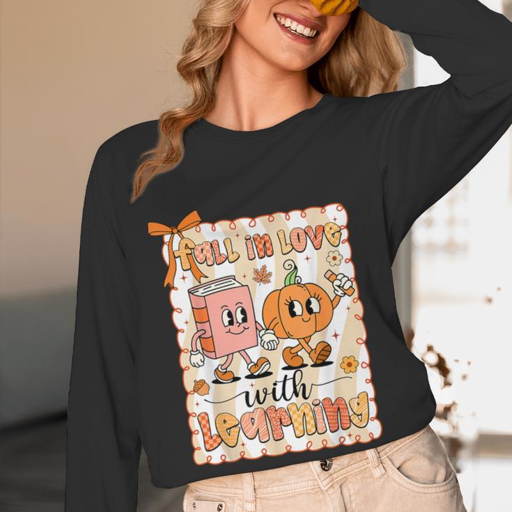 Pumpkin Teacher Preppy Fall In Love With Learning Autumn Women Long Sleeve T-Shirt, novelty gifts, funny gifts Pumpkin Teacher Preppy Fall In Love With Learning Autumn Women Long Sleeve T-Shirt, novelty gifts, funny gifts
