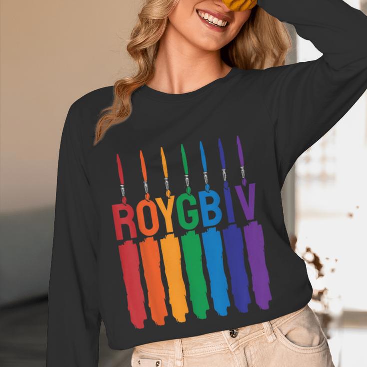 Rainbow Roygbiv Kids Artist Costume Art Teacher Women Long Sleeve T-Shirt, novelty gifts, funny gifts