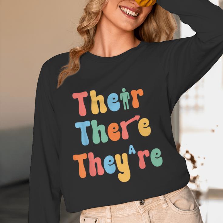 There Their They'Re English Class Grammar Joke Teacher Women Long Sleeve T-Shirt, novelty gifts, funny gifts