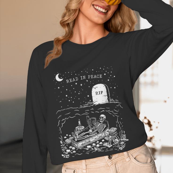 Read In Peace Skeleton Halloween Book Reading Spooky Teacher Women Long Sleeve T-Shirt, novelty gifts, funny gifts Read In Peace Skeleton Halloween Book Reading Spooky Teacher Women Long Sleeve T-Shirt, novelty gifts, funny gifts