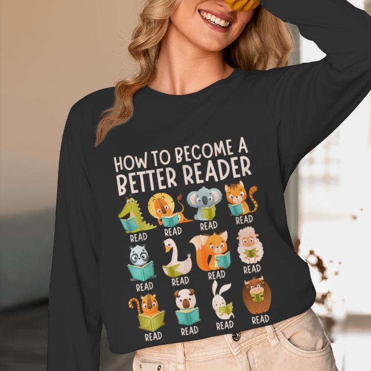 Reading Teacher How To Become a Better Reader Book Lover Fun Women Long Sleeve T-Shirt, novelty gifts, funny gifts Reading Teacher How To Become a Better Reader Book Lover Fun Women Long Sleeve T-Shirt, novelty gifts, funny gifts