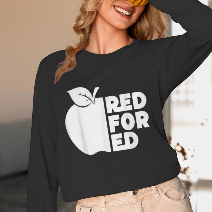 Red For Ed Teacher Support Public Education For Men Women Kids Women Long Sleeve T-Shirt, novelty gifts, funny gifts Red For Ed Teacher Support Public Education For Men Women Kids Women Long Sleeve T-Shirt, novelty gifts, funny gifts