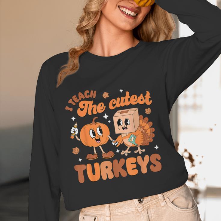 Retro I Teach The Cutest Turkey Thanksgiving Pumpkin Teacher Women Long Sleeve T-Shirt, novelty gifts, funny gifts Retro I Teach The Cutest Turkey Thanksgiving Pumpkin Teacher Women Long Sleeve T-Shirt, novelty gifts, funny gifts