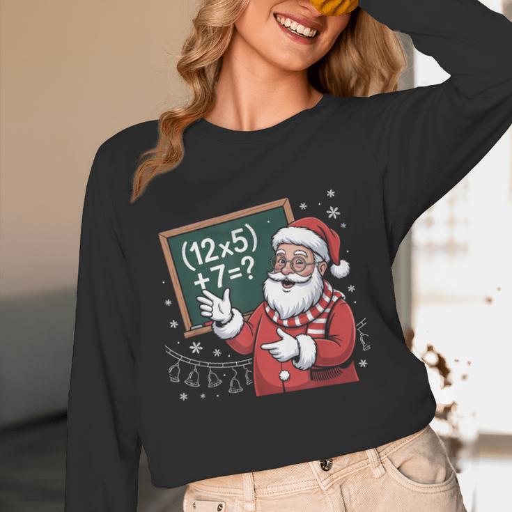 Santa Teacher 67 Math Christmas Xmas Holiday Number 67 Women Long Sleeve T-Shirt, novelty gifts, funny gifts