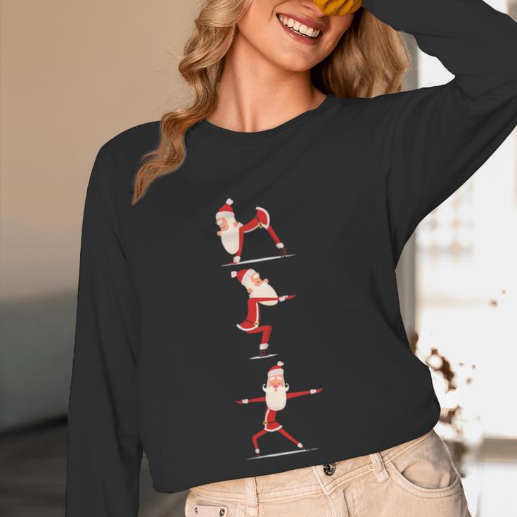 Santa Yoga Poses For Yogi Teacher Christmas Yoga Poses Women Long Sleeve T-Shirt, novelty gifts, funny gifts Santa Yoga Poses For Yogi Teacher Christmas Yoga Poses Women Long Sleeve T-Shirt, novelty gifts, funny gifts