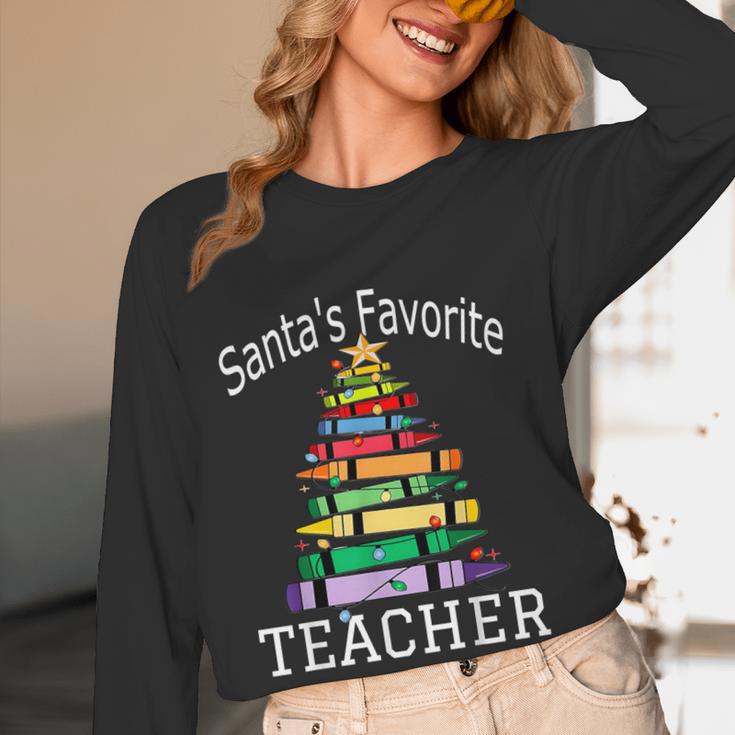Santa's Favorite Teacher Idea For Christmas Teachers Women Long Sleeve T-Shirt, novelty gifts, funny gifts Santa's Favorite Teacher Idea For Christmas Teachers Women Long Sleeve T-Shirt, novelty gifts, funny gifts