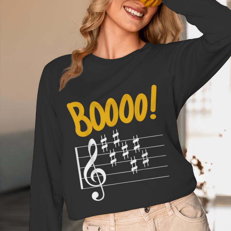 Scary Key Signature Boo Music Halloween Musician Teacher Men Women Women Long Sleeve T-Shirt, novelty gifts, funny gifts