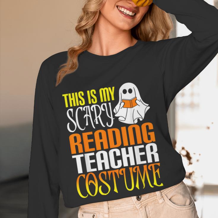 This Is My Scary Reading Teacher Costume Halloween School Women Long Sleeve T-Shirt, novelty gifts, funny gifts