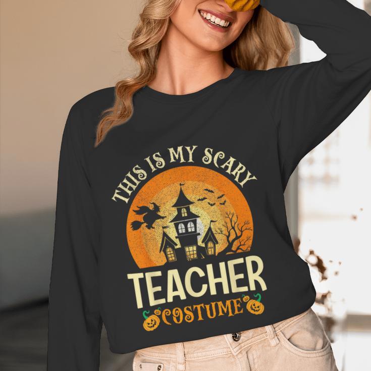 This Is My Scary Teacher Costume Halloween Women Long Sleeve T-Shirt, novelty gifts, funny gifts