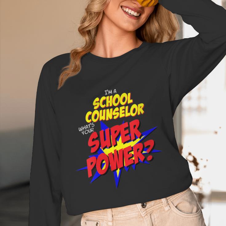 School Counselor Teacher Superhero Superpower Comic Book Women Long Sleeve T-Shirt, novelty gifts, funny gifts School Counselor Teacher Superhero Superpower Comic Book Women Long Sleeve T-Shirt, novelty gifts, funny gifts