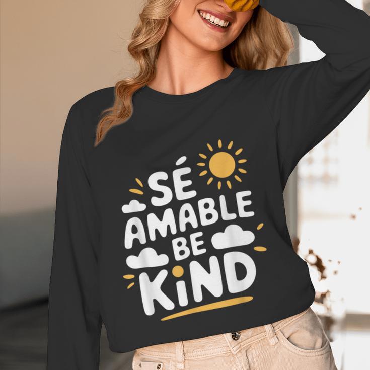 SÉ AMABLE Be Kind Bilingual Teacher Maestra Spanish Teacher Women Long Sleeve T-Shirt, novelty gifts, funny gifts