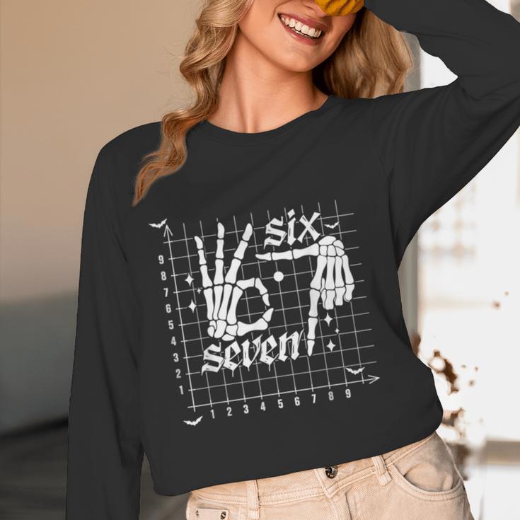 Six Seven Coordinate 67 Skeleton Math Teacher 67 Women Long Sleeve T-Shirt, novelty gifts, funny gifts Six Seven Coordinate 67 Skeleton Math Teacher 67 Women Long Sleeve T-Shirt, novelty gifts, funny gifts