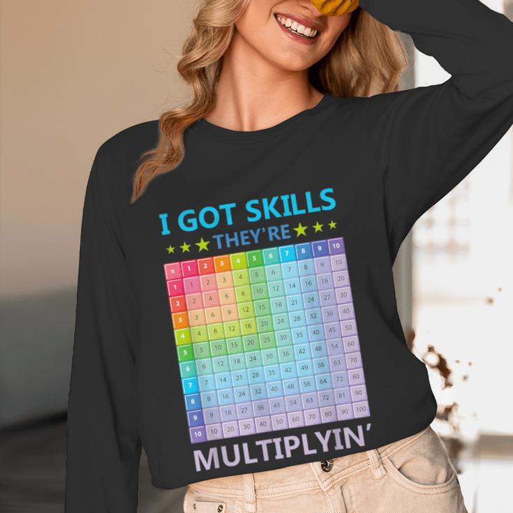 I Got Skills They'Re Multiplying Math Teacher Students Women Long Sleeve T-Shirt, novelty gifts, funny gifts
