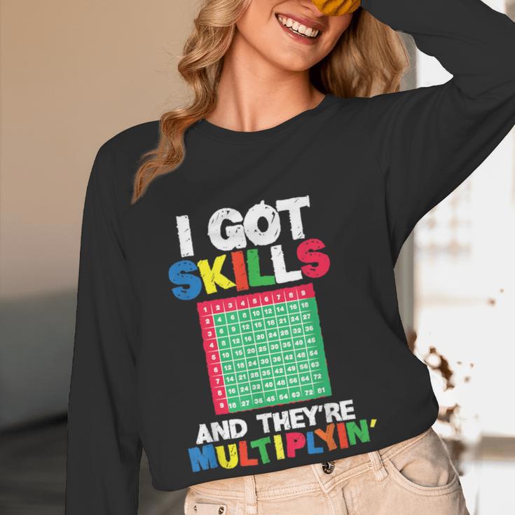 I Got Skills They'Re Multiplying Shirt Math Teacher Women Long Sleeve T-Shirt, novelty gifts, funny gifts I Got Skills They'Re Multiplying Shirt Math Teacher Women Long Sleeve T-Shirt, novelty gifts, funny gifts