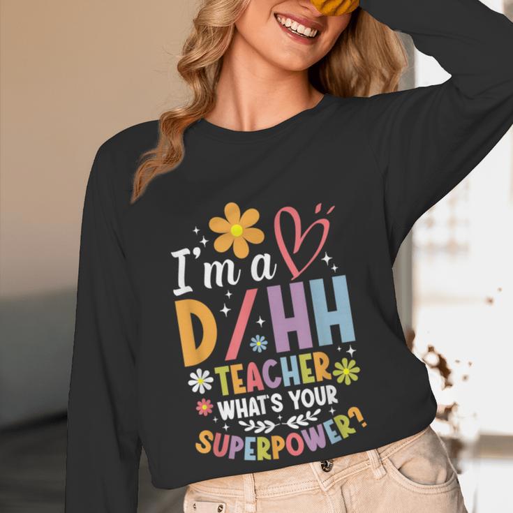Special Education ASL Teacher Superpower DHH Teacher Women Long Sleeve T-Shirt, novelty gifts, funny gifts Special Education ASL Teacher Superpower DHH Teacher Women Long Sleeve T-Shirt, novelty gifts, funny gifts