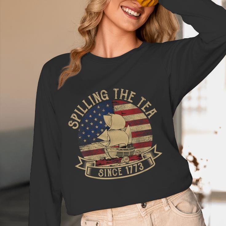 Spilling The Tea Since 1773 American History Teacher Vintage Women Long Sleeve T-Shirt, novelty gifts, funny gifts