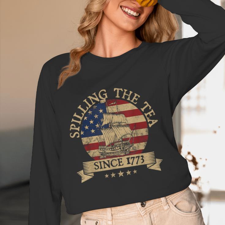 Spilling The Tea Since 1773 Vintage Us History Teacher Women Long Sleeve T-Shirt, novelty gifts, funny gifts