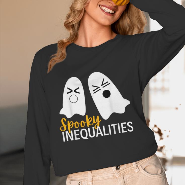 Spooky Ghost Inequalities Halloween Math Teacher Women Long Sleeve T-Shirt, novelty gifts, funny gifts Spooky Ghost Inequalities Halloween Math Teacher Women Long Sleeve T-Shirt, novelty gifts, funny gifts