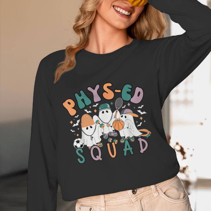 Spooky Ghost PE Teacher Squad Physical Education Halloween Women Long Sleeve T-Shirt, novelty gifts, funny gifts Spooky Ghost PE Teacher Squad Physical Education Halloween Women Long Sleeve T-Shirt, novelty gifts, funny gifts