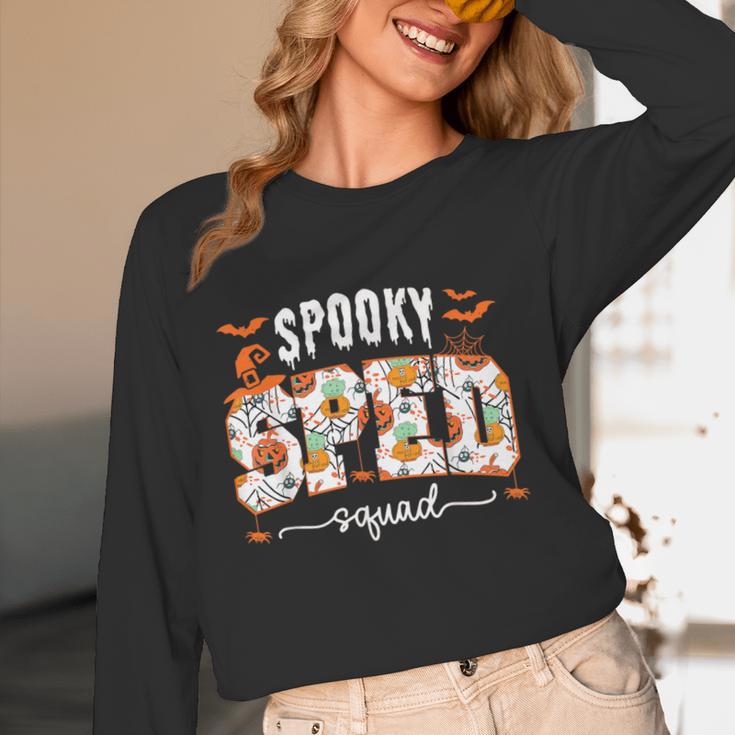 Spooky SPED Squad Special Education Teacher Halloween Ghost Women Long Sleeve T-Shirt, novelty gifts, funny gifts