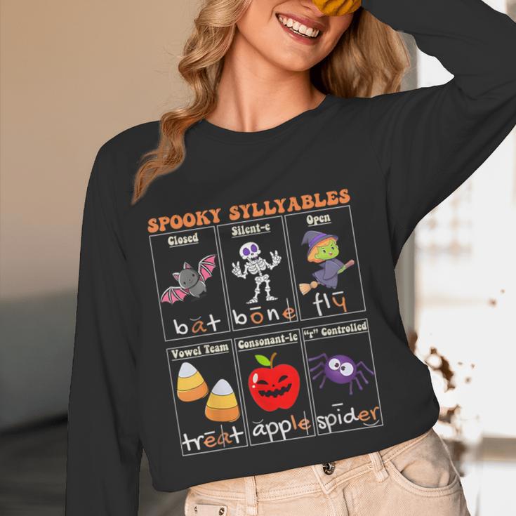 Spooky Syllables Halloween Teacher Student Education Women Long Sleeve T-Shirt, novelty gifts, funny gifts Spooky Syllables Halloween Teacher Student Education Women Long Sleeve T-Shirt, novelty gifts, funny gifts