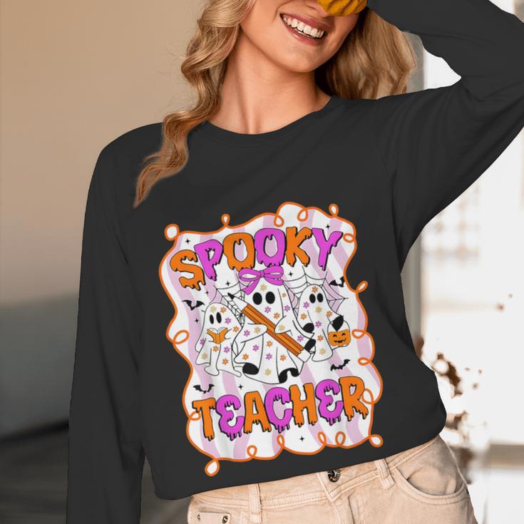 Spooky Teacher Ghost Pencil Teacher Halloween Teacher Women Long Sleeve T-Shirt, novelty gifts, funny gifts Spooky Teacher Ghost Pencil Teacher Halloween Teacher Women Long Sleeve T-Shirt, novelty gifts, funny gifts