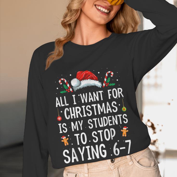 Stop Saying 6-7 Teacher 67 Christmas Meme Six Seven Women Long Sleeve T-Shirt, novelty gifts, funny gifts Stop Saying 6-7 Teacher 67 Christmas Meme Six Seven Women Long Sleeve T-Shirt, novelty gifts, funny gifts