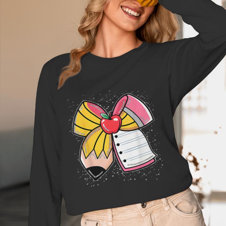 Student Teacher Coquette Bow Pencil Back To School First Day Women Long Sleeve T-Shirt, novelty gifts, funny gifts Student Teacher Coquette Bow Pencil Back To School First Day Women Long Sleeve T-Shirt, novelty gifts, funny gifts