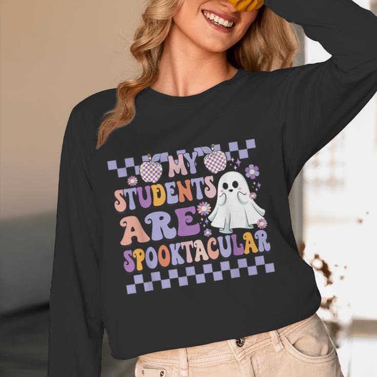 My Students Are Spooktacular Teacher Halloween Vibes Women Long Sleeve T-Shirt, novelty gifts, funny gifts