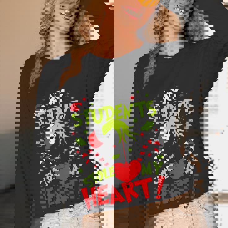 My Students Stole My Heart Teacher Holiday Merry Christmas Women Long Sleeve T-Shirt, novelty gifts, funny gifts