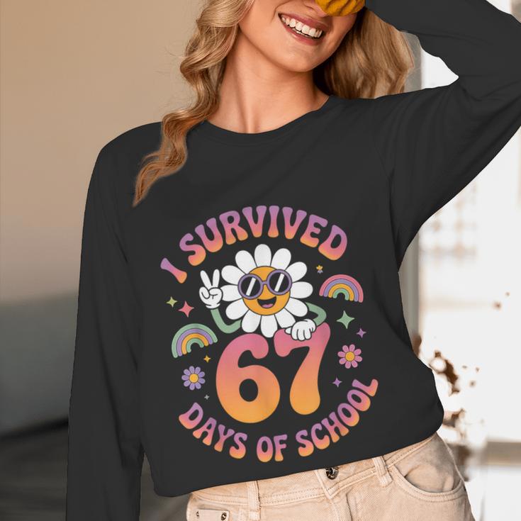 I Survived 67 Days Of School Groovy Retro Teachers Girls Women Long Sleeve T-Shirt, novelty gifts, funny gifts I Survived 67 Days Of School Groovy Retro Teachers Girls Women Long Sleeve T-Shirt, novelty gifts, funny gifts
