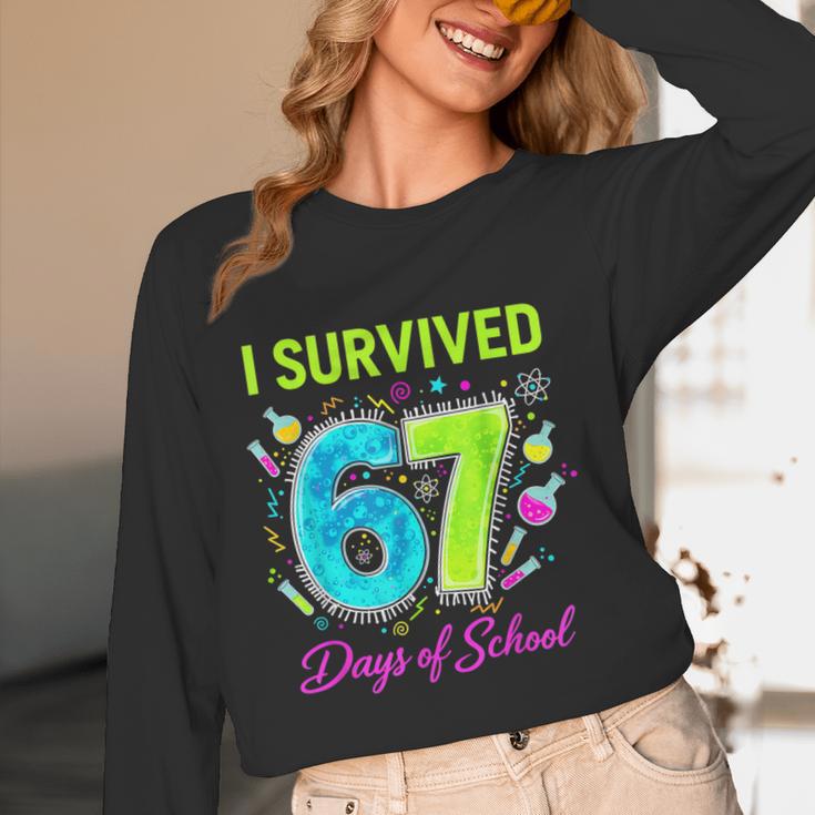 I Survived 67 Days Of School 67 Meme Science Teacher Women Long Sleeve T-Shirt, novelty gifts, funny gifts