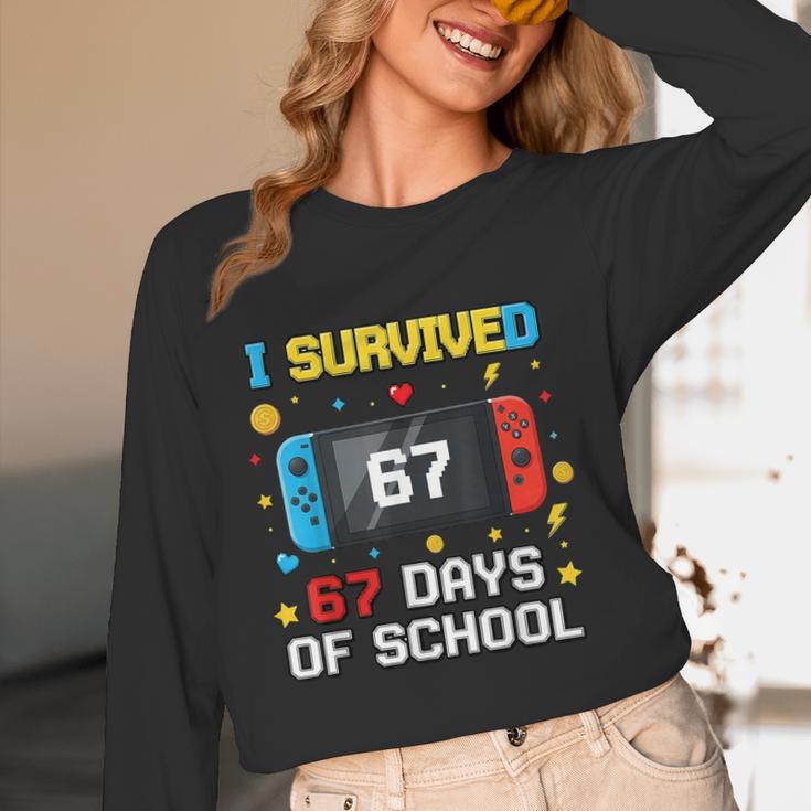 I Survived 67 Days Of School 67 Teacher Squad Matching Women Long Sleeve T-Shirt, novelty gifts, funny gifts