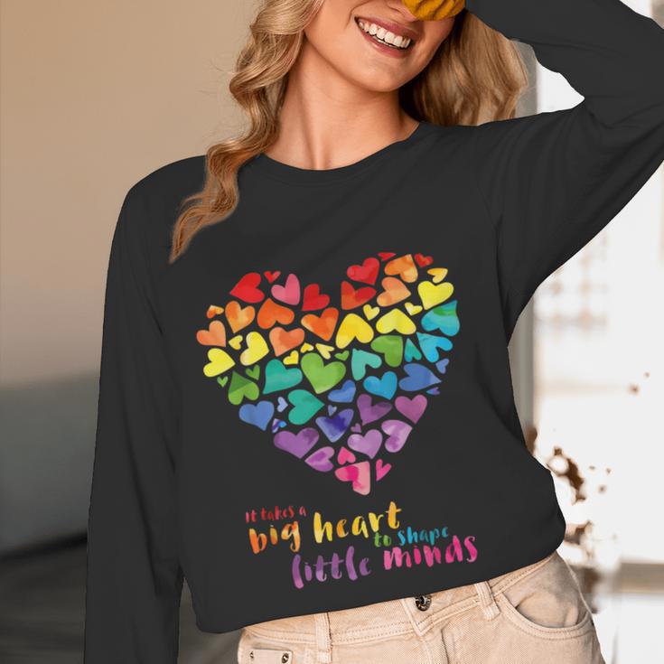 It Takes a Big Heart To Shape Little Minds Teacher Women Long Sleeve T-Shirt, novelty gifts, funny gifts