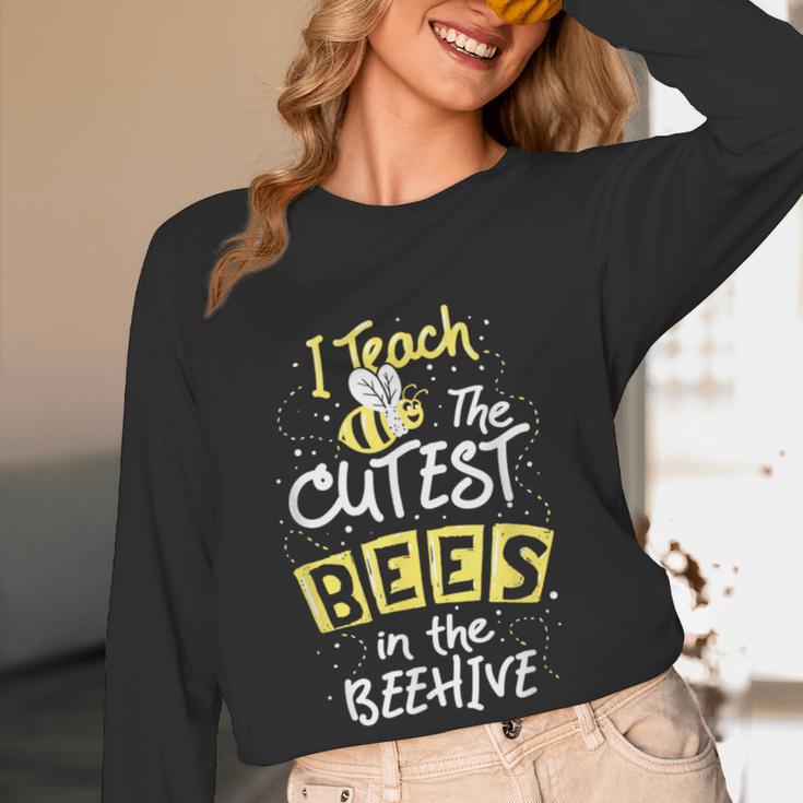 I Teach The Cutest Bees In The Beehive Kindergarten Teacher Women Long Sleeve T-Shirt, novelty gifts, funny gifts