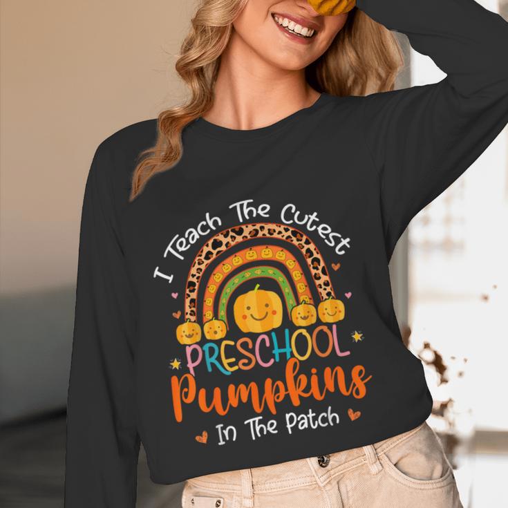 I Teach The Cutest Preschool Pumpkin Teacher Halloween For Men Women Kids Women Long Sleeve T-Shirt, novelty gifts, funny gifts