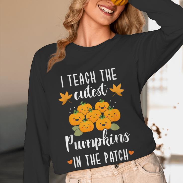 I Teach The Cutest Pumpkins In The Patch Halloween Teacher Women Long Sleeve T-Shirt, novelty gifts, funny gifts