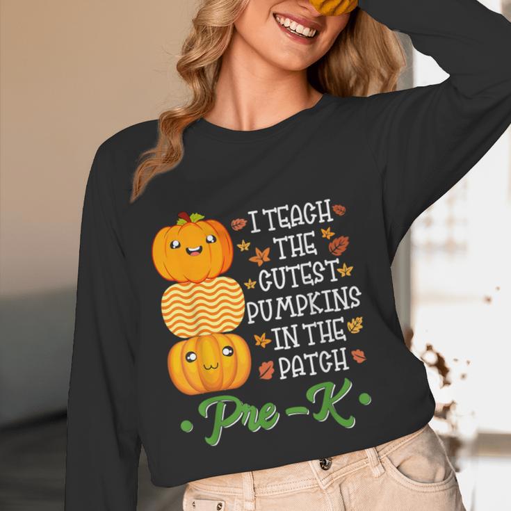 I Teach Cutest Pumpkins In Patch Thanksgiving Teacher Pre-K For Men Women Women Long Sleeve T-Shirt, novelty gifts, funny gifts