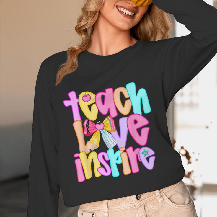 Teach Love Inspire Preppy Back To School Teacher Women Women Long Sleeve T-Shirt, novelty gifts, funny gifts Teach Love Inspire Preppy Back To School Teacher Women Women Long Sleeve T-Shirt, novelty gifts, funny gifts