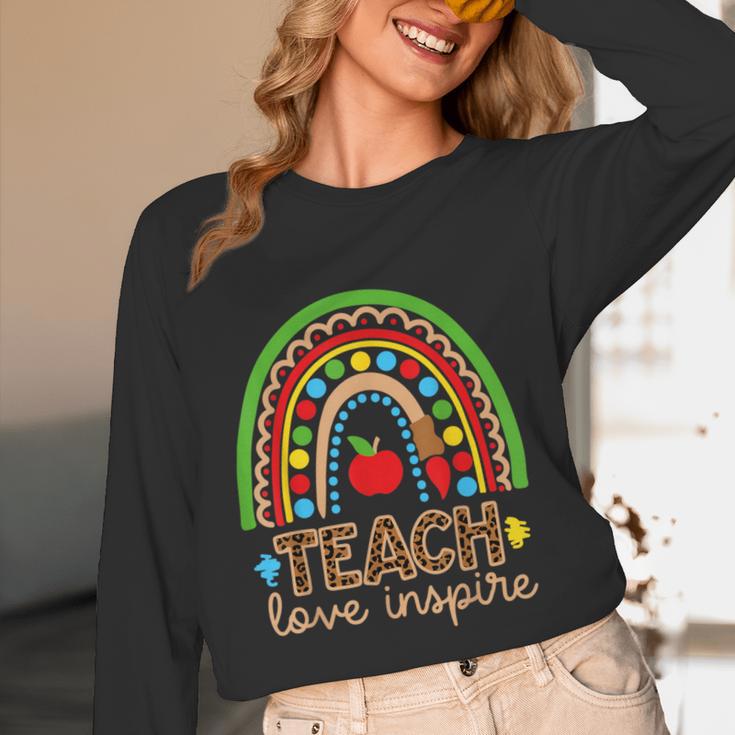 Teach Love Inspire Rainbow Leopard Cheetah Print Teacher Women Long Sleeve T-Shirt, novelty gifts, funny gifts Teach Love Inspire Rainbow Leopard Cheetah Print Teacher Women Long Sleeve T-Shirt, novelty gifts, funny gifts