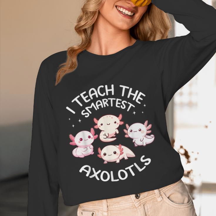 I Teach The Smartest Axolotls Cute Teacher Axolotl Women Long Sleeve T-Shirt, novelty gifts, funny gifts I Teach The Smartest Axolotls Cute Teacher Axolotl Women Long Sleeve T-Shirt, novelty gifts, funny gifts